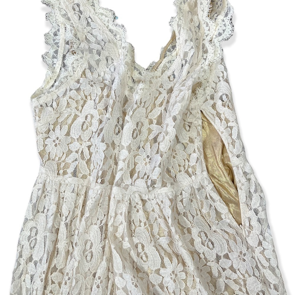 NWT Greylin Anthropologie Melusine Cream Lace and Gold 2 in 1 Dress sz L - Picture 5 of 12